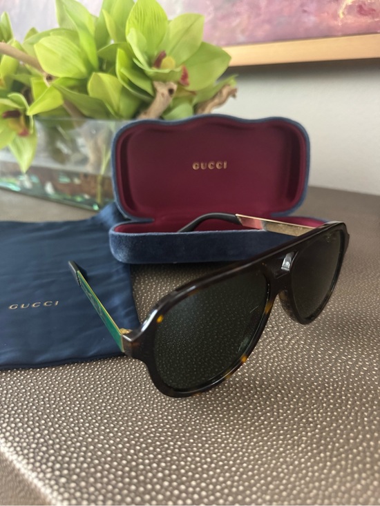 Gucci Other - Gucci Tortoiseshell Frame Sunglasses with Green Temples